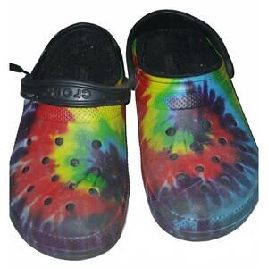 Crocs unisex classic lined tie dye clog black/ multi mens 8 women's10